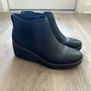 Clarks Mazy Tisbury Black Ankle Chelsea Wedge Boot Size 10